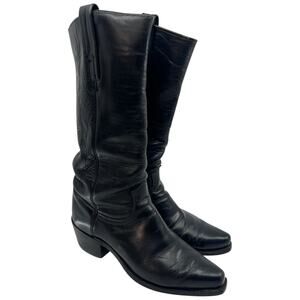 Vintage Frye Black Leather Harness Riding Boots USA Made Western - 7